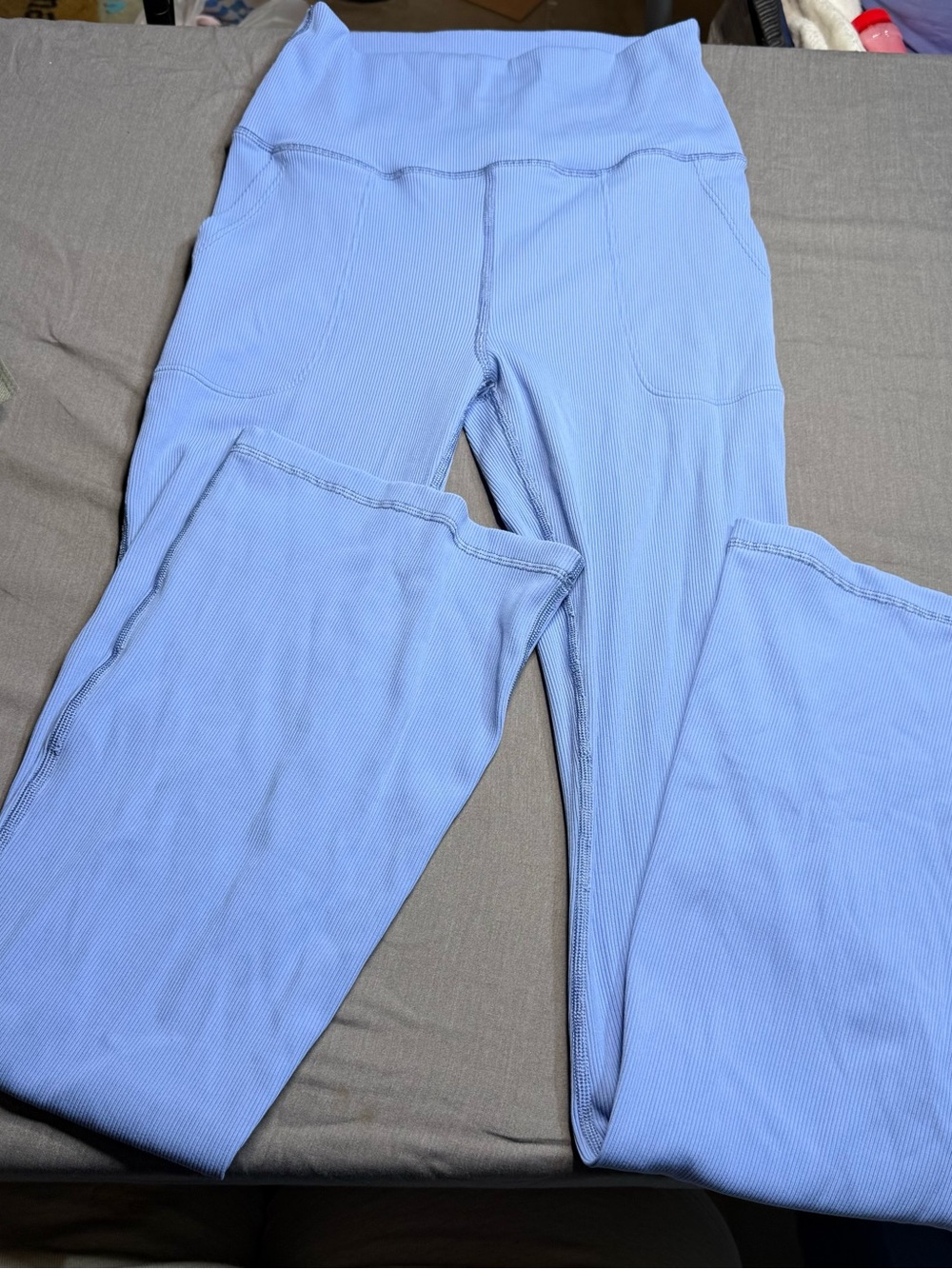 Offline by Aerie Ribbed Light Blue Flare Leggings